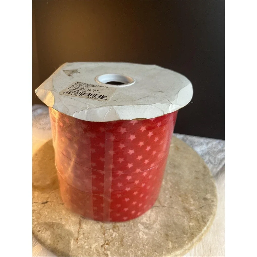Vintage Berwick Red Velvet Red Star Embossed Floral Craft Ribbon 6